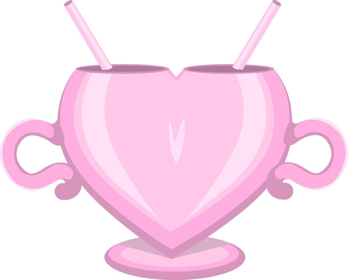 cute bright mug with highlights and shadows and straws on a white background vector