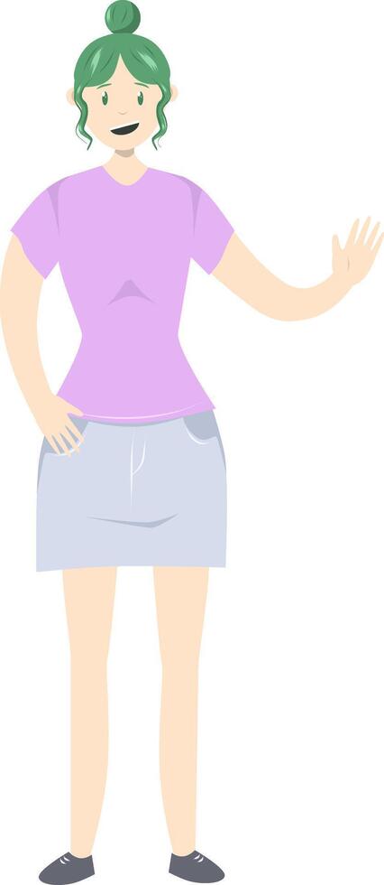 ilustración de un niña en plano estilo en blanco antecedentes. plano ilustración en el tema de cuerpo positividad vector