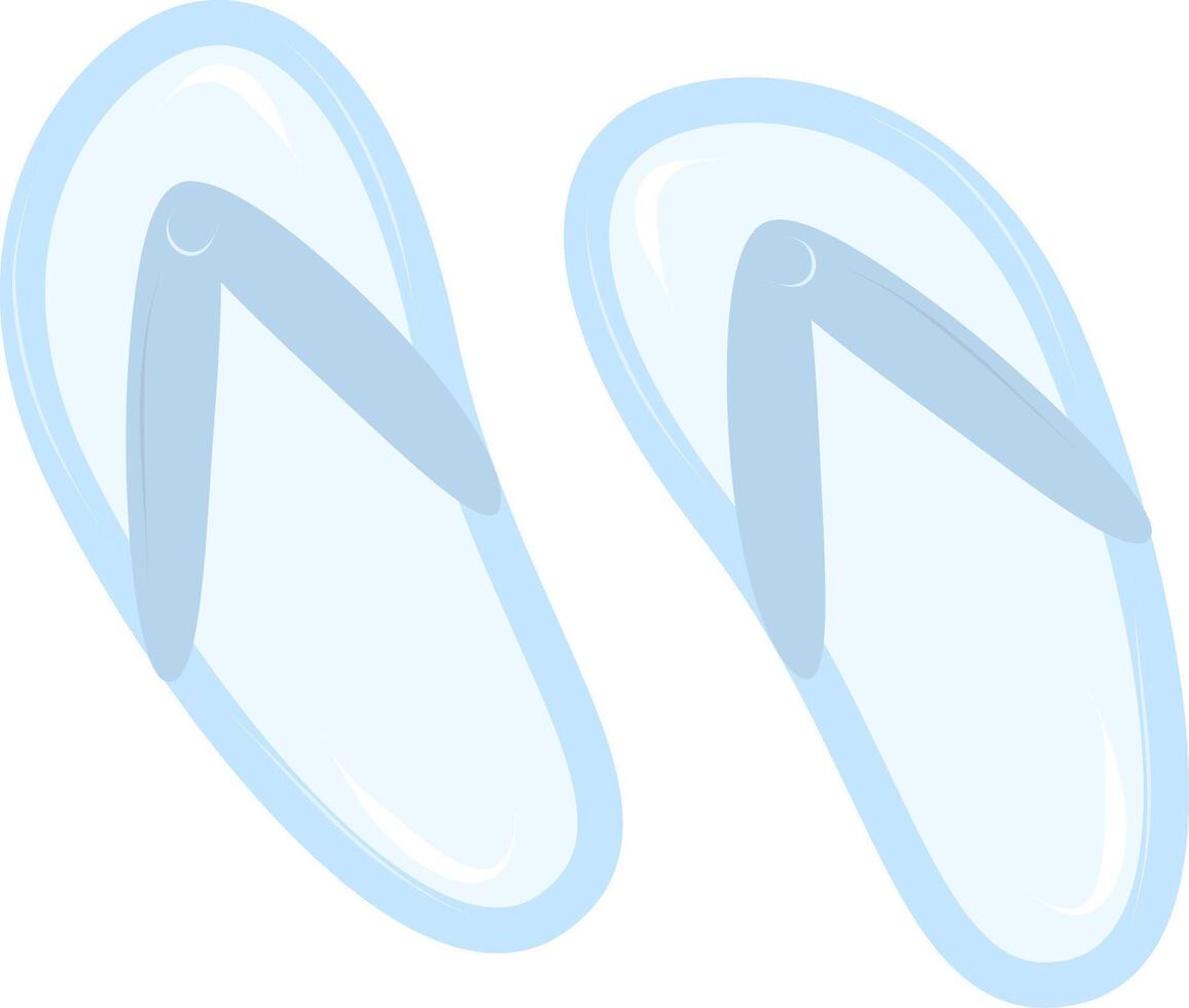 Blue slippers Cartoon summer elements, travel, beach, summertime accessory. Cocktails, ice cream and exotic fruits illustration set. Palm and serfing board. Umbrella and sunglasses vector