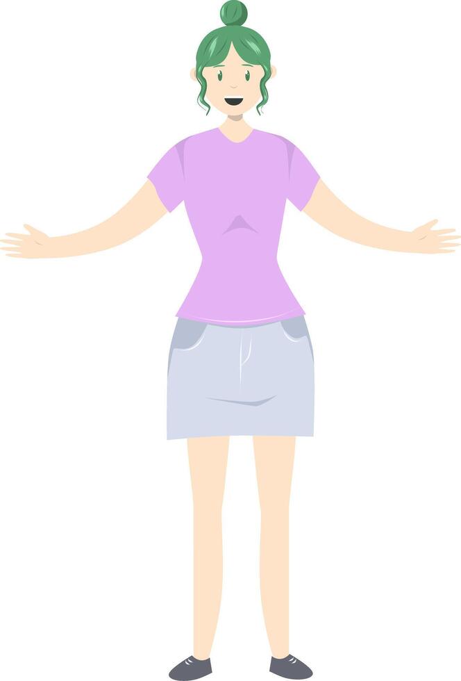 Illustration of a girl in flat style on white background. Flat Illustration on the theme of body positivity vector