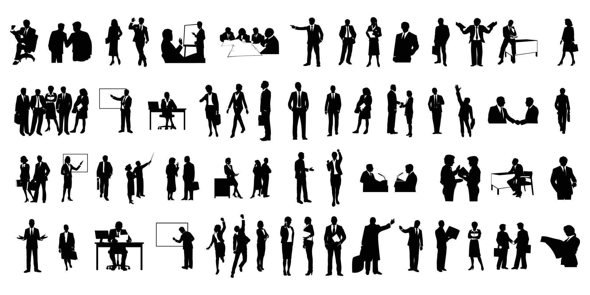 Set bussines silhouettes isolated on white background vector