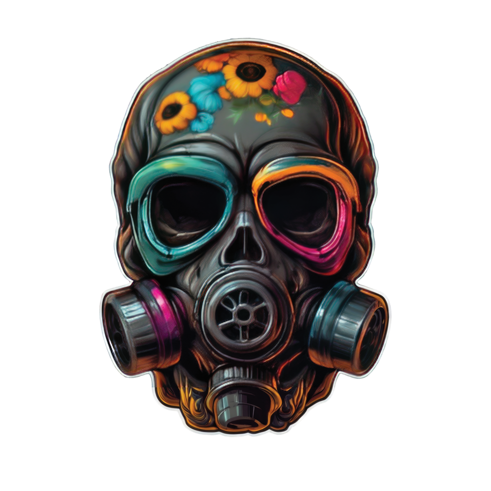 Skull in gas mask illustration. Toxicity emblem png