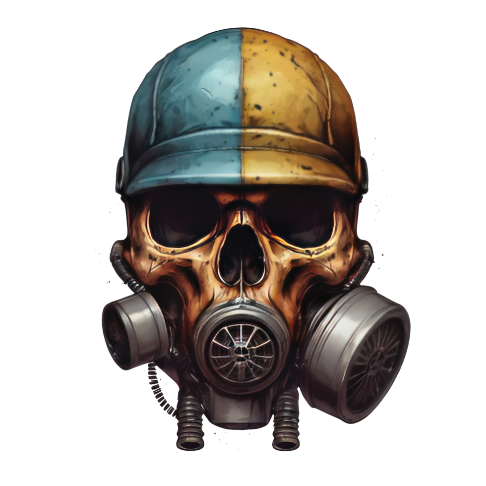 Detailed Illustration skull Head wearing a gas mask Sticker Art png
