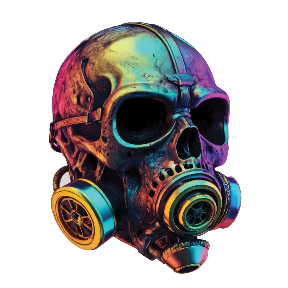 Detailed skull Head wearing a gas mask Illustration png
