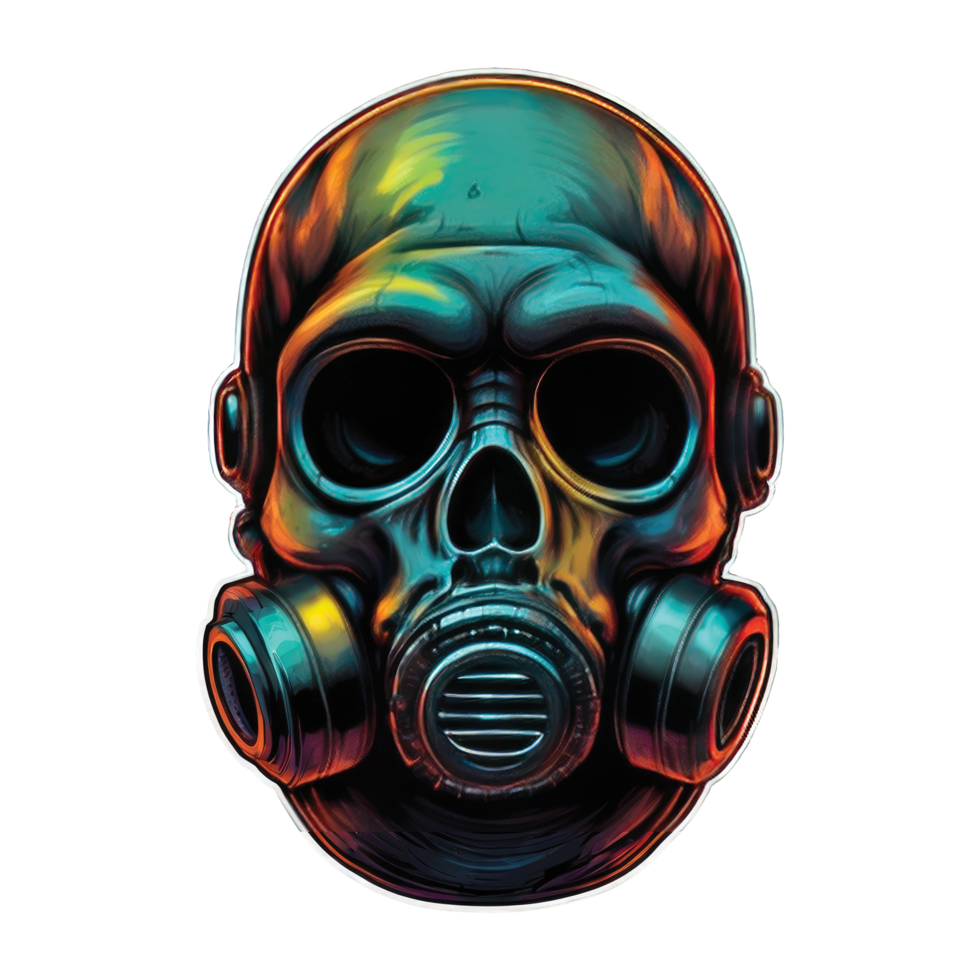 skull in steam with a gas mask, dark fantasy character png