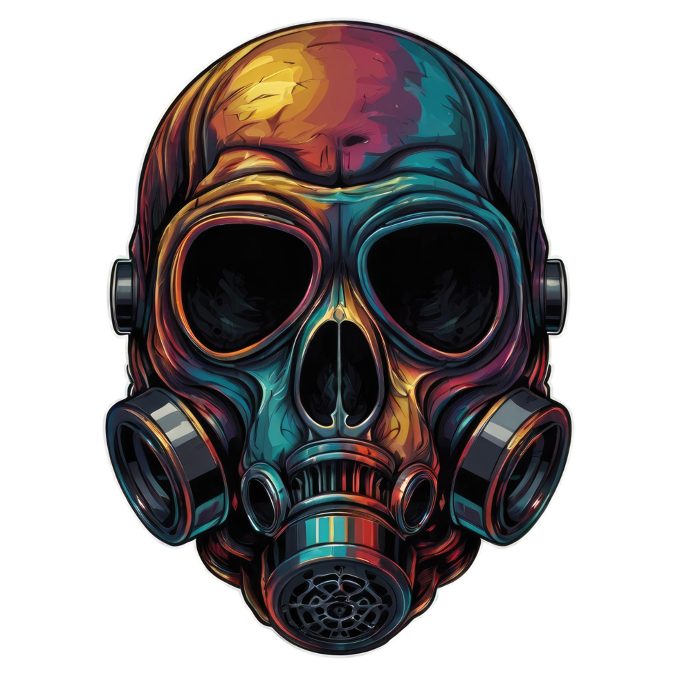 Skull in gas mask illustration. Toxicity emblem png