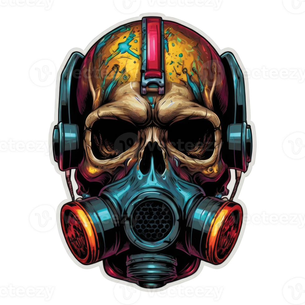 skull in steam with a gas mask, dark fantasy character png