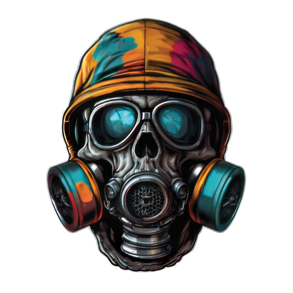 skull in steam with a gas mask, dark fantasy character png