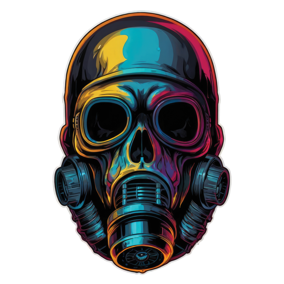 Skull in gas mask illustration. Toxicity emblem png
