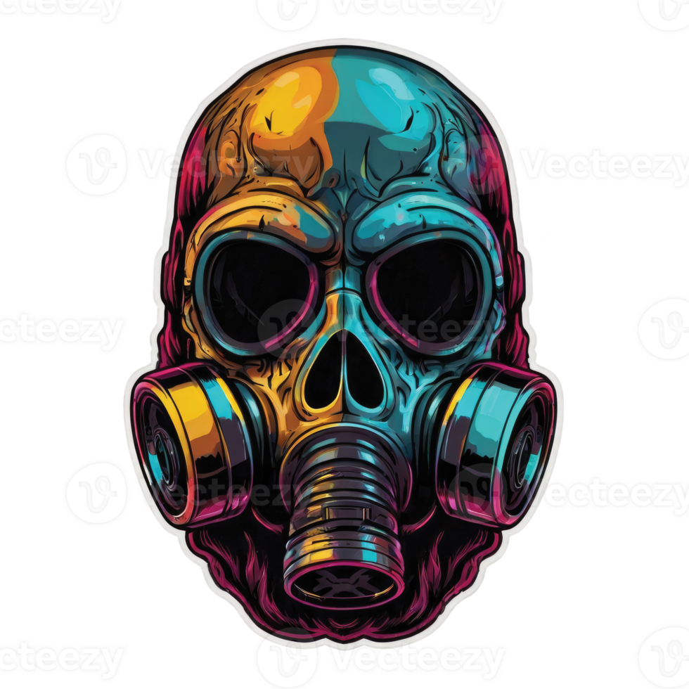 A skull wearing a gas mask and goggles png