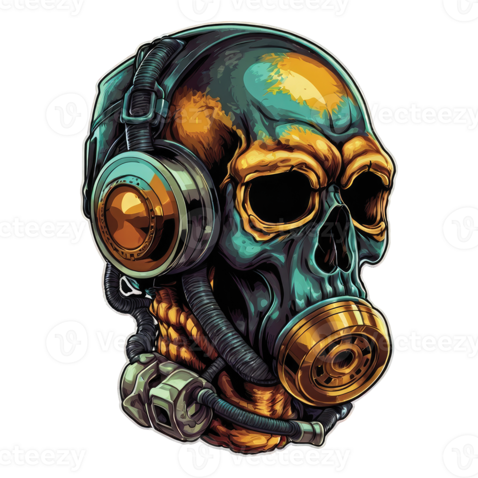 skull in steam with a gas mask, dark fantasy character png