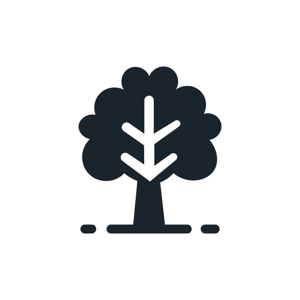 Simple tree decor silhouette icon. Park and garden trees, nature, forest concept. vector