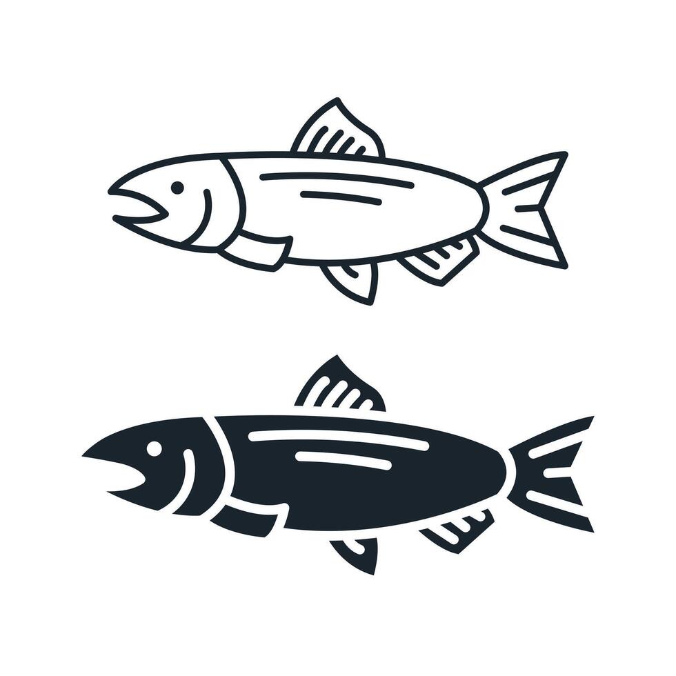 Salmon line and flat icon. Fish and seafood. Isolated illustration vector