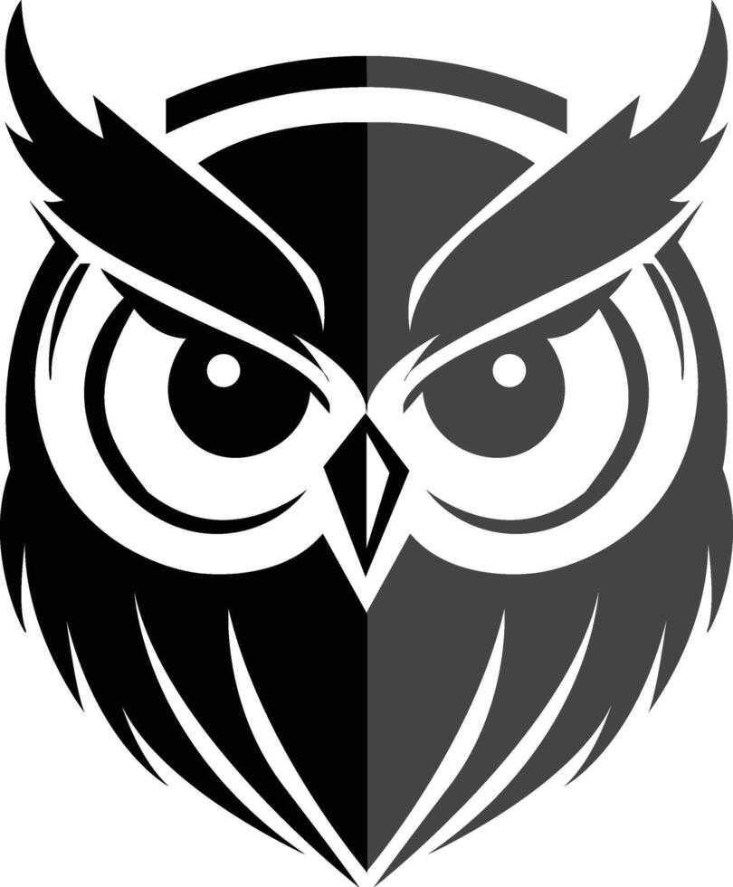 Black european owl logo vector