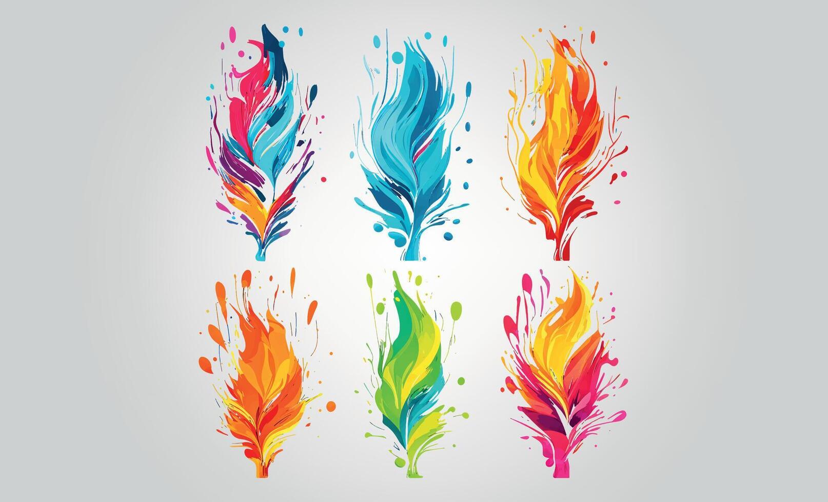 Watercolor detailed bird feathers pattern, watercolor design set. vector