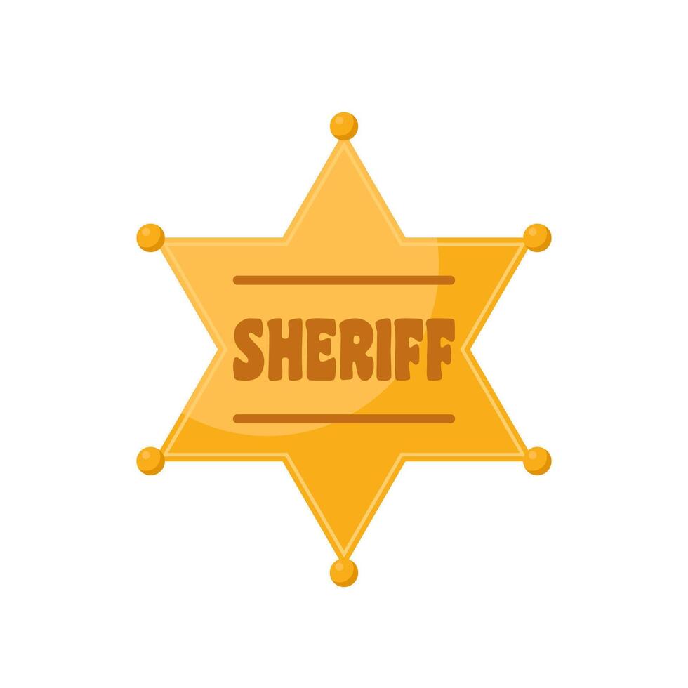 Golden sheriff star badge. illustration isolated on white. vector