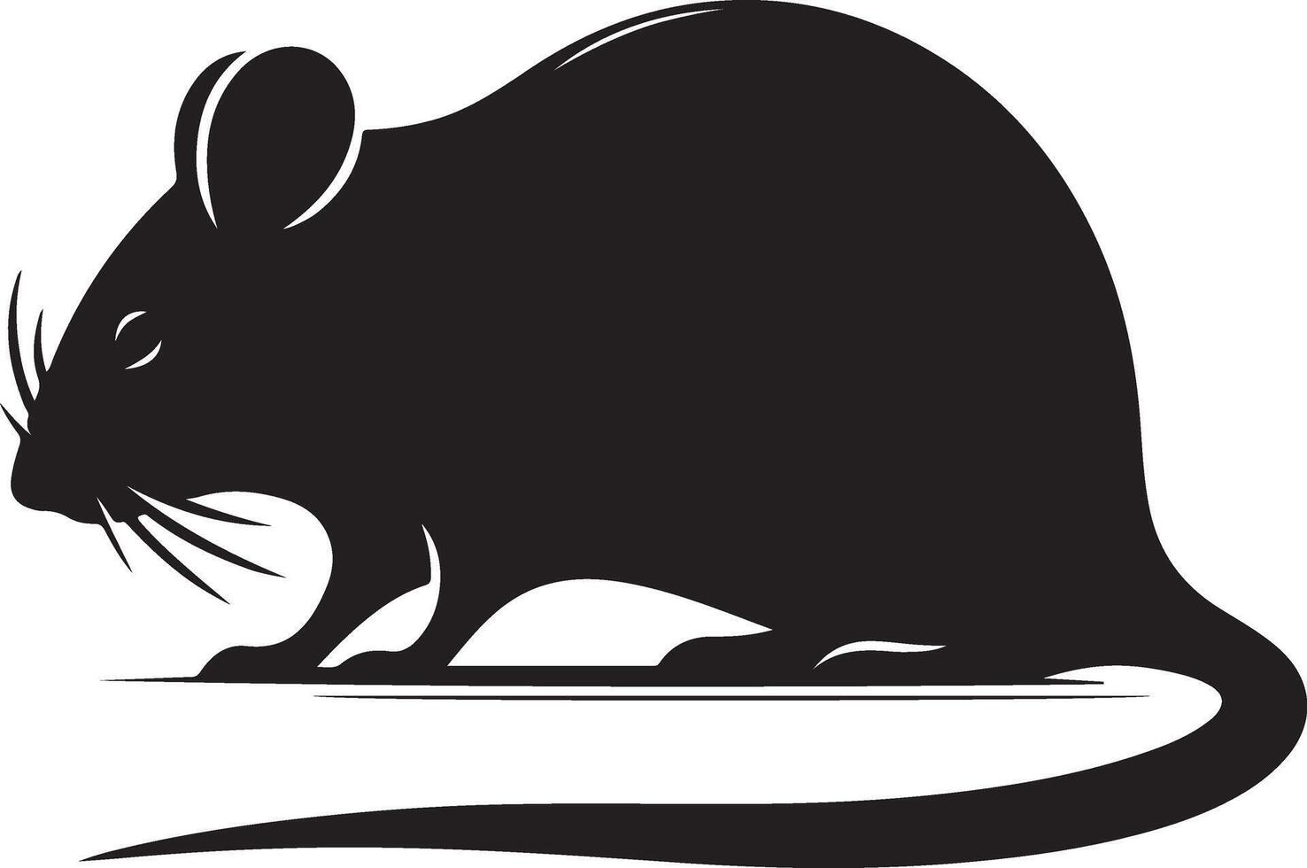 minimal rat silhouette black color white background vector