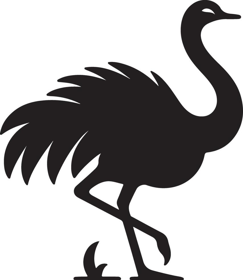 minimal ostrich bird silhouette, black color silhouette vector