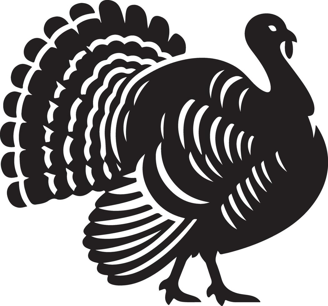 minimal turkey chicken silhouette, black color silhouette vector