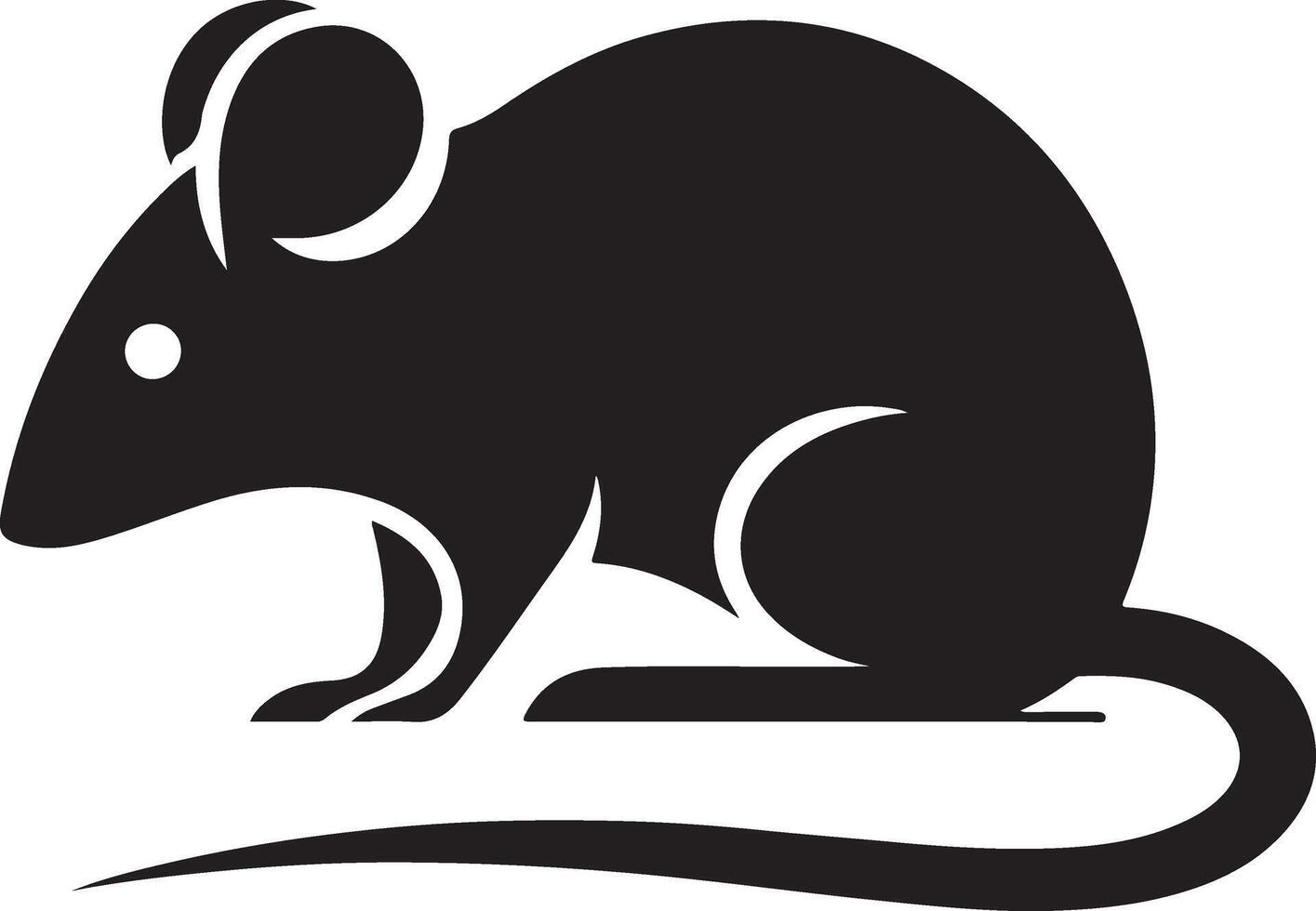 minimal rat silhouette black color white background vector