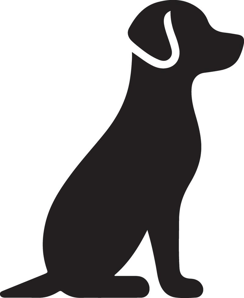 minimal dog sitting pose silhouette, black color silhouette vector