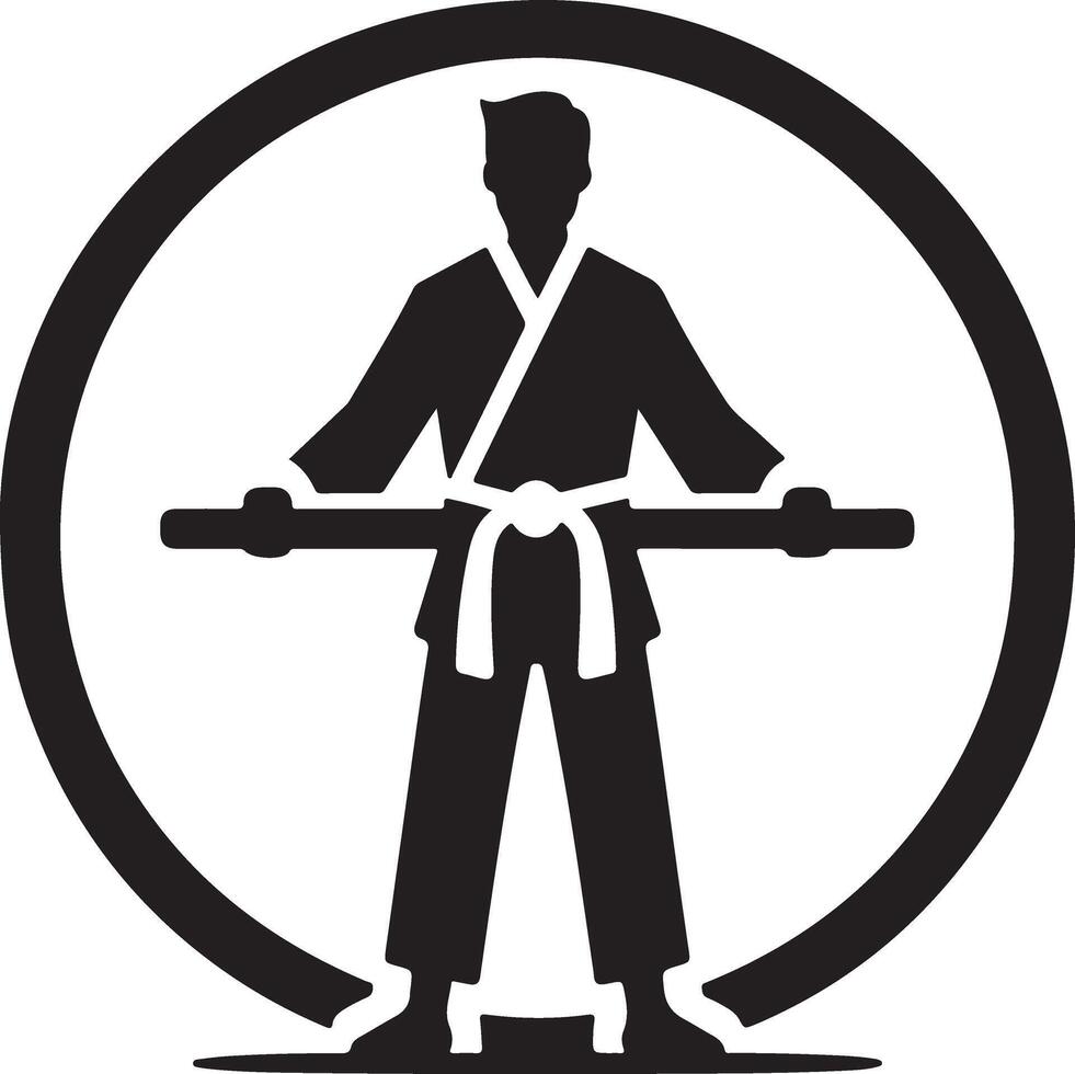 minimal Karate Belt Icon with man silhouette, black color silhouette vector