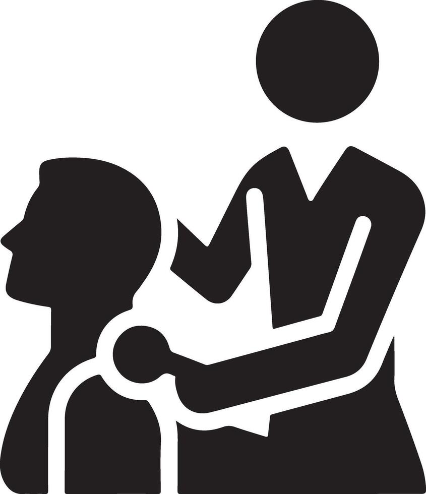 Physical therapist icon silhouette, black color silhouette vector