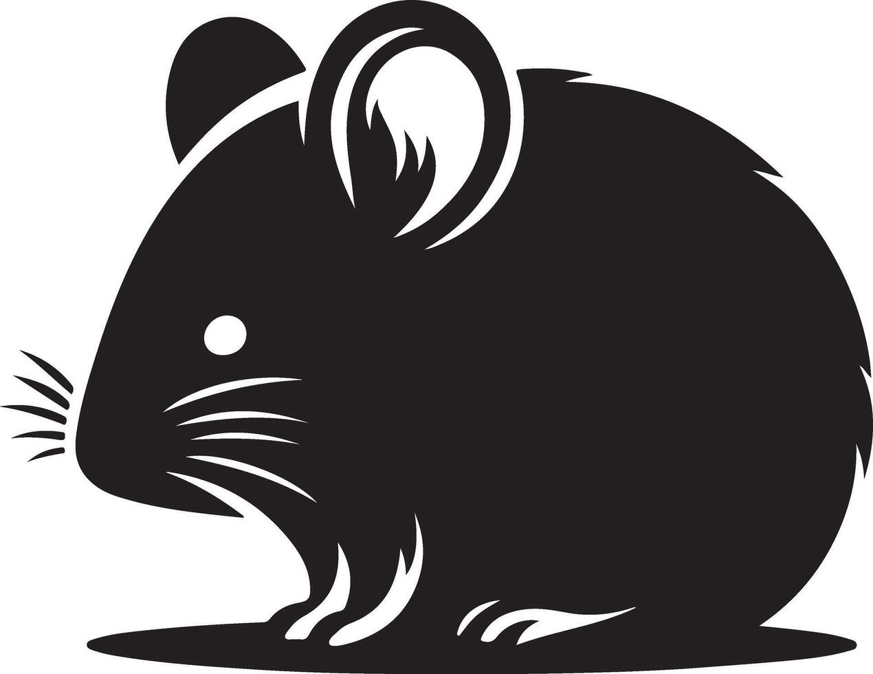 minimal rat silhouette black color white background vector