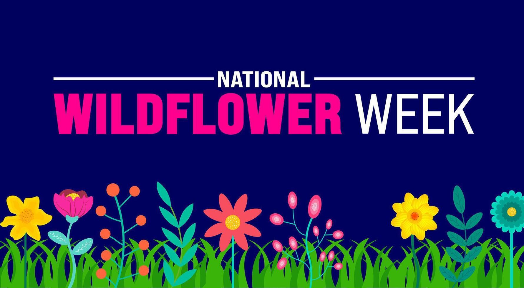 May is National Wildflower Week background template. Holiday concept. use to background, banner, placard, card, and poster design template with text inscription and standard color. vector