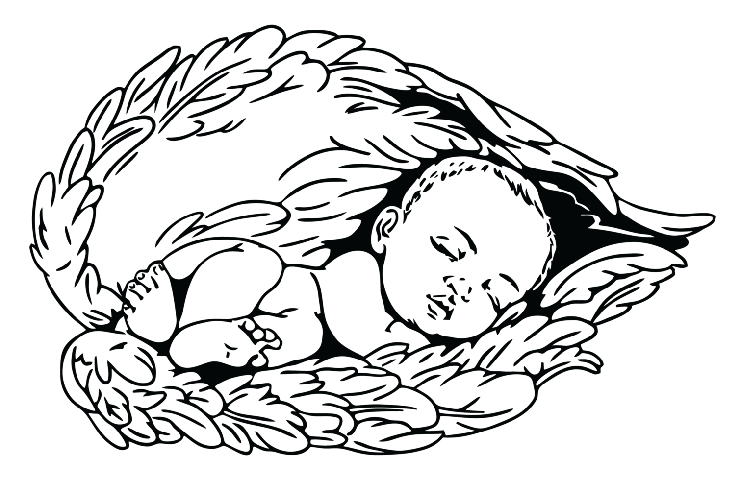 Newborn baby angel asleep illustration png