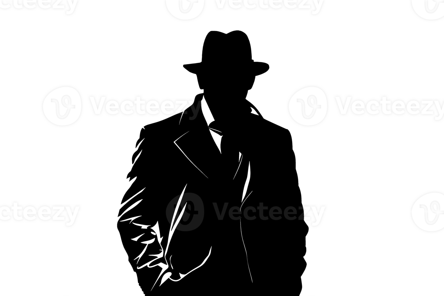 schwarz Silhouette von ein Geheimnis Agent ai generativ png