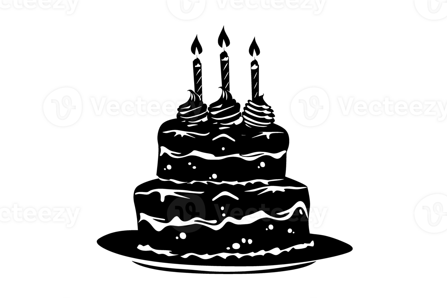 schwarz Silhouette von ein Geburtstag Kuchen ai generativ png
