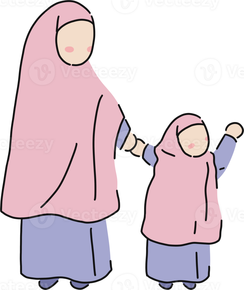 a cartoon woman and child holding hands png