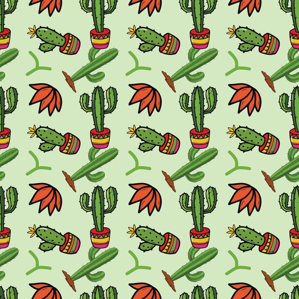 verano cactus sin costura modelo diseño vector