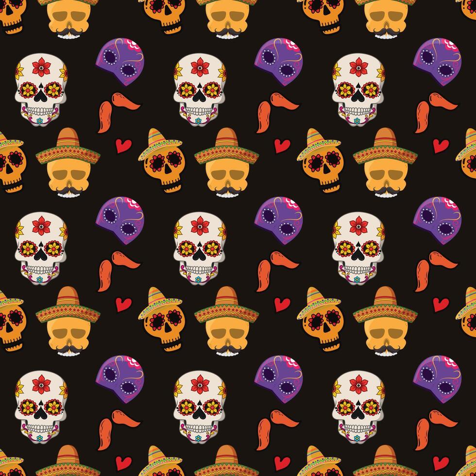 Sugar Skulls Seamless Pattern Design vector