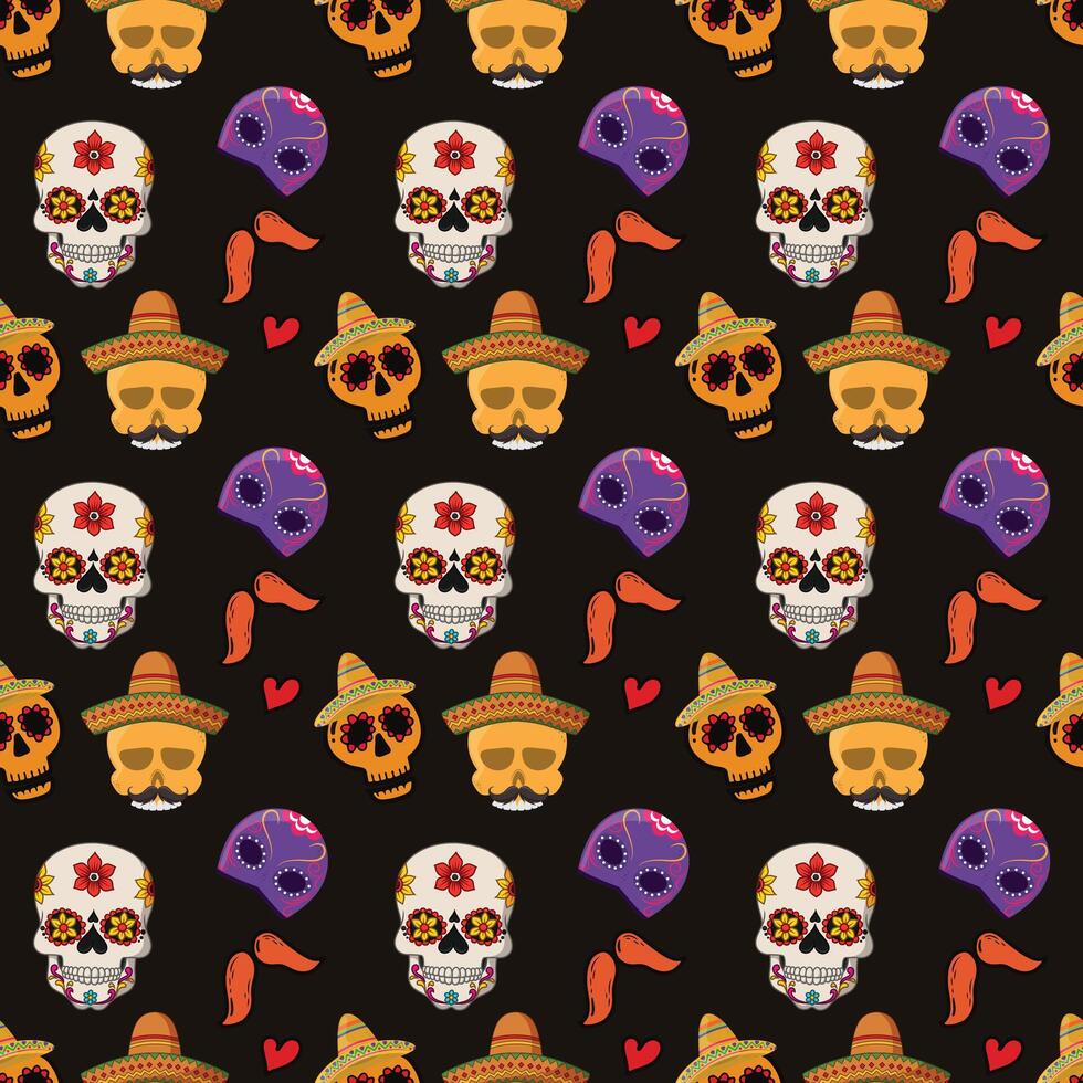 Sugar Skulls Seamless Pattern Design vector