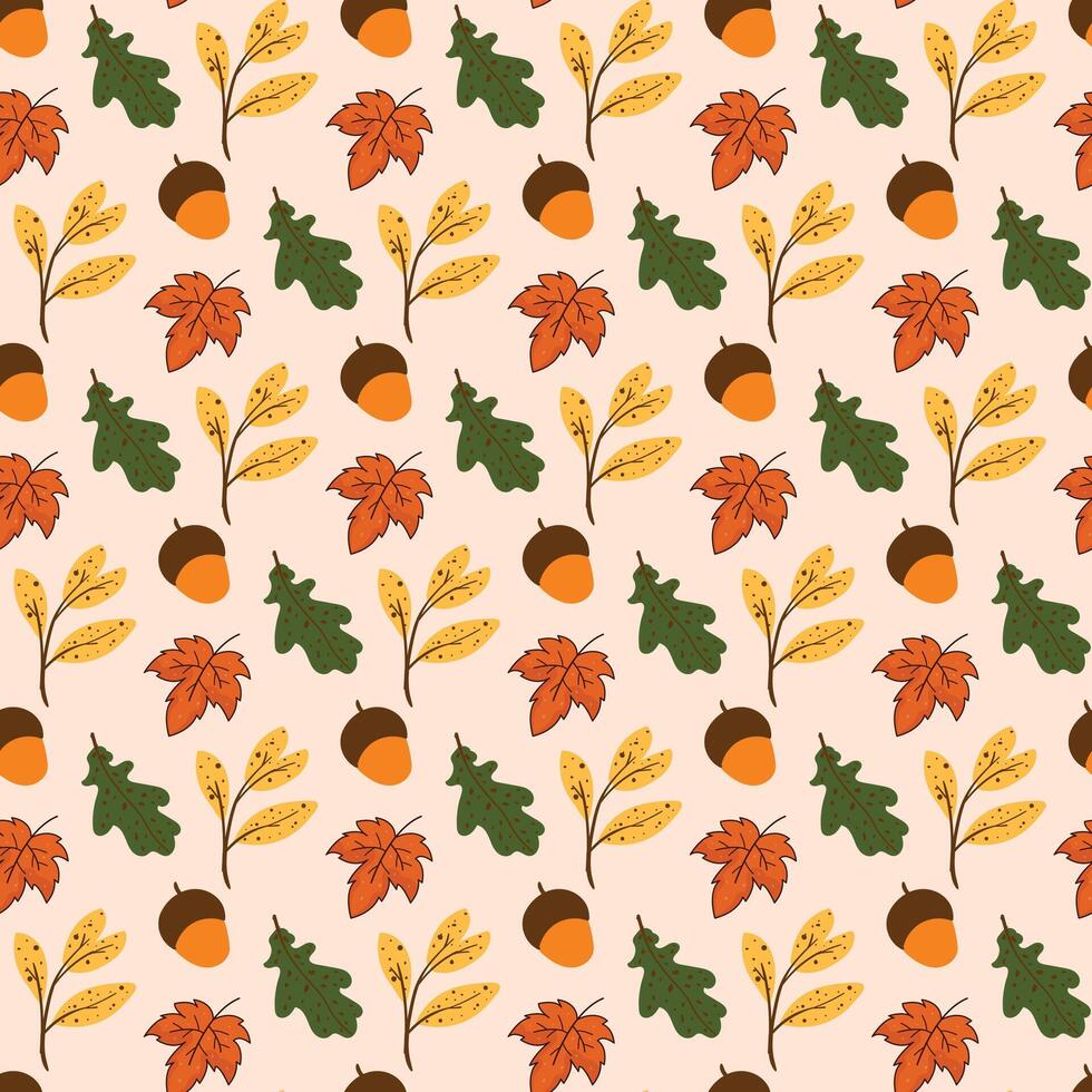 Stylized Autumn Twigs Seamless Pattern Design vector