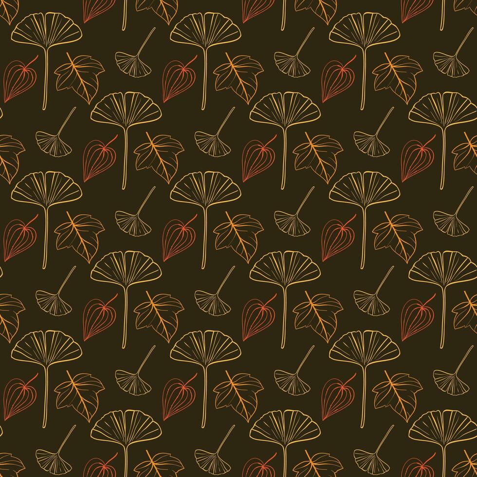 Autumnal Ginkgo Seamless Pattern Design vector