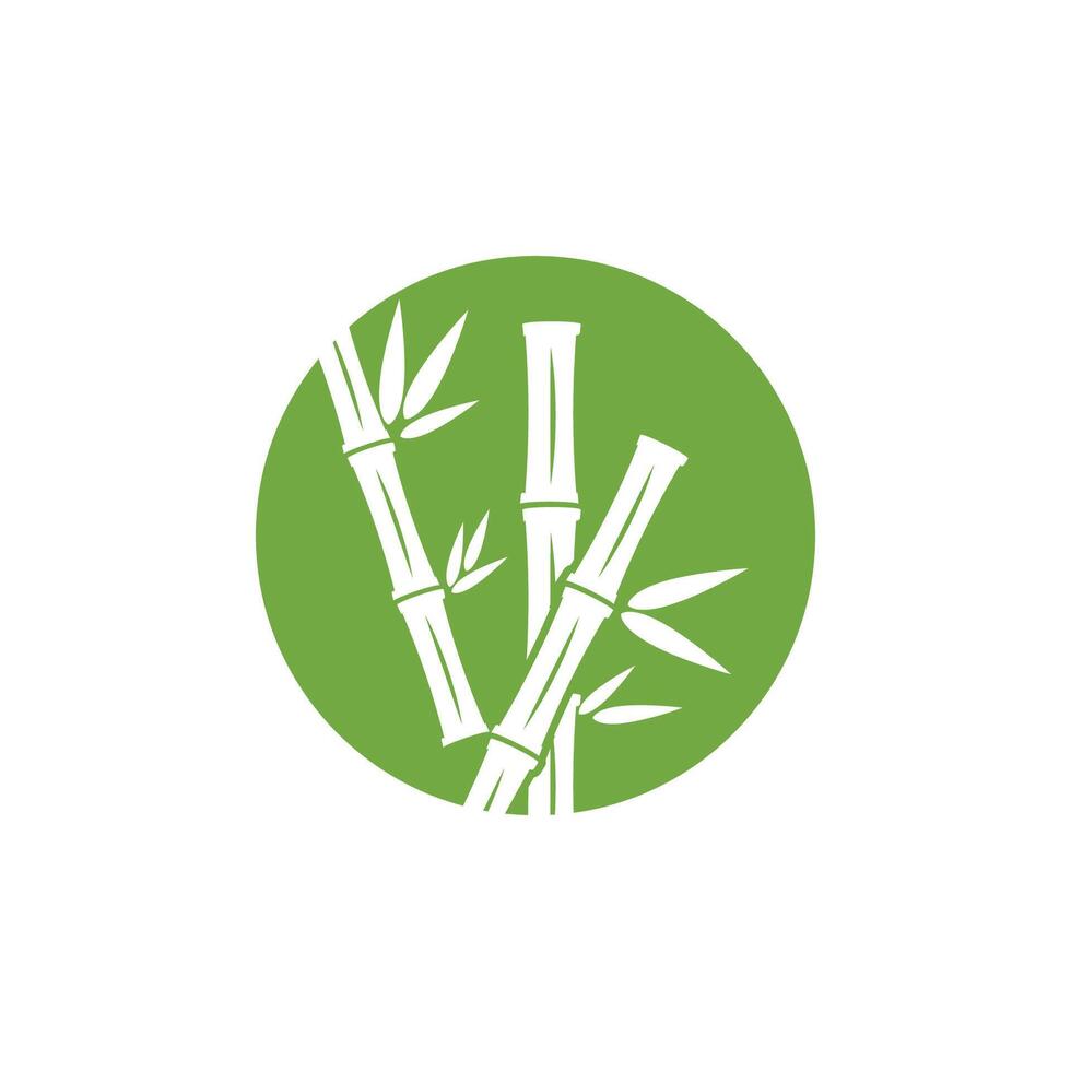Bamboo logo with green leaf icon template vector