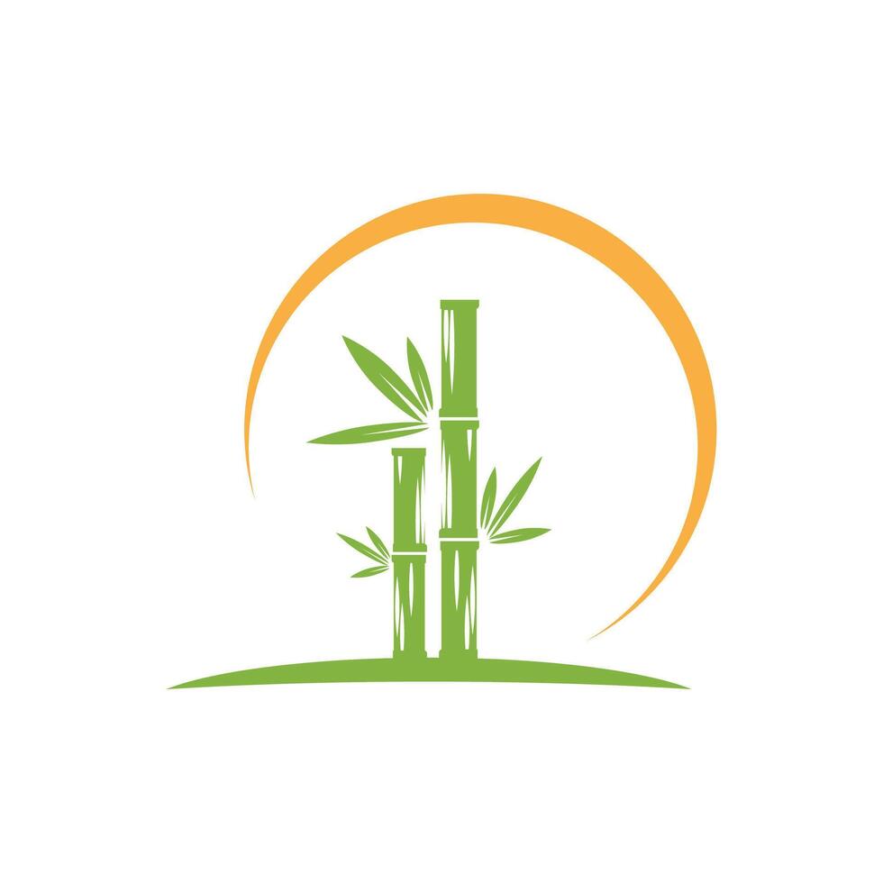 Bamboo logo with green leaf icon template vector