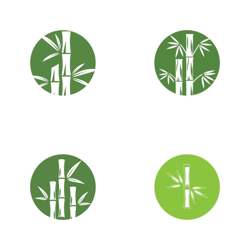 Bamboo logo with green leaf icon template vector