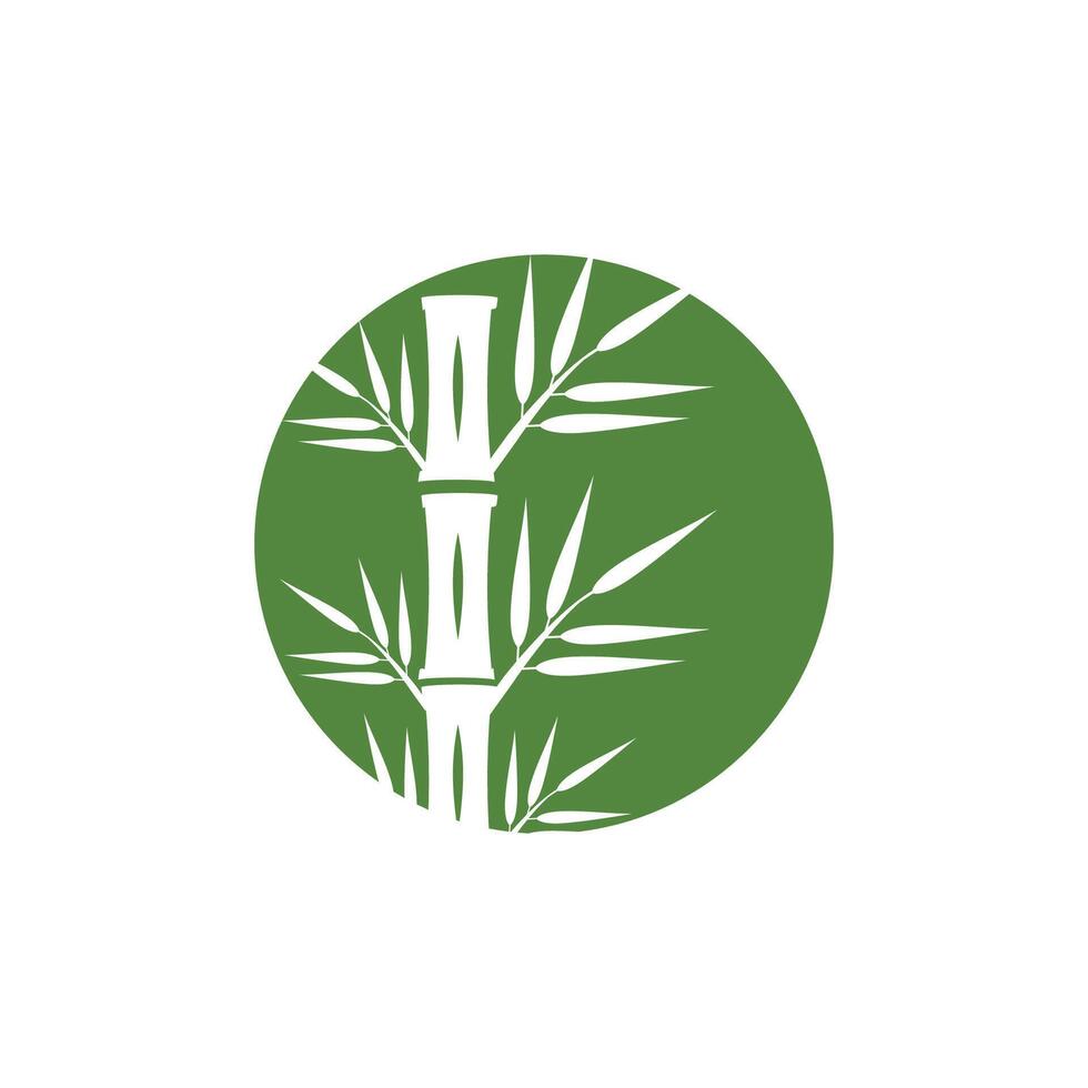 Bamboo logo with green leaf icon template vector