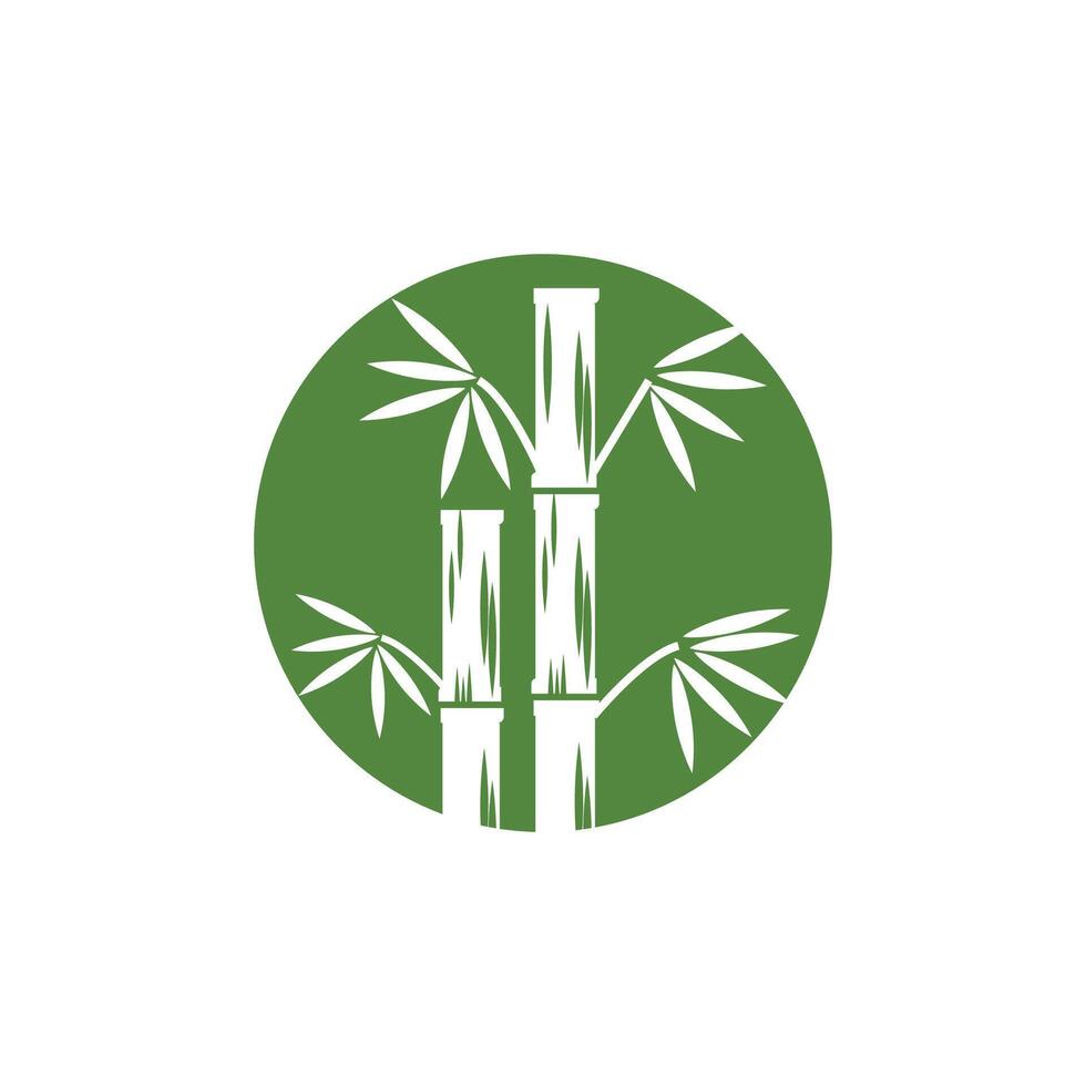 Bamboo logo with green leaf icon template vector