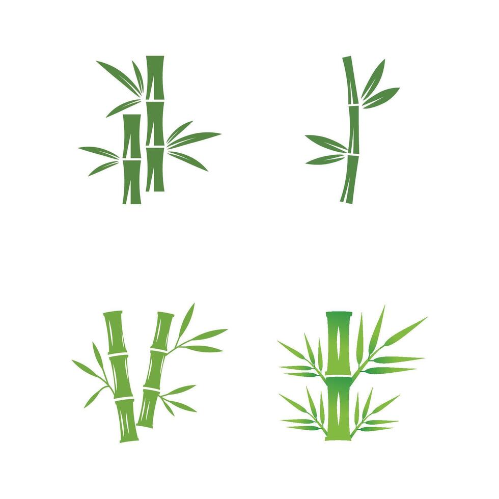 Bamboo logo with green leaf icon template vector