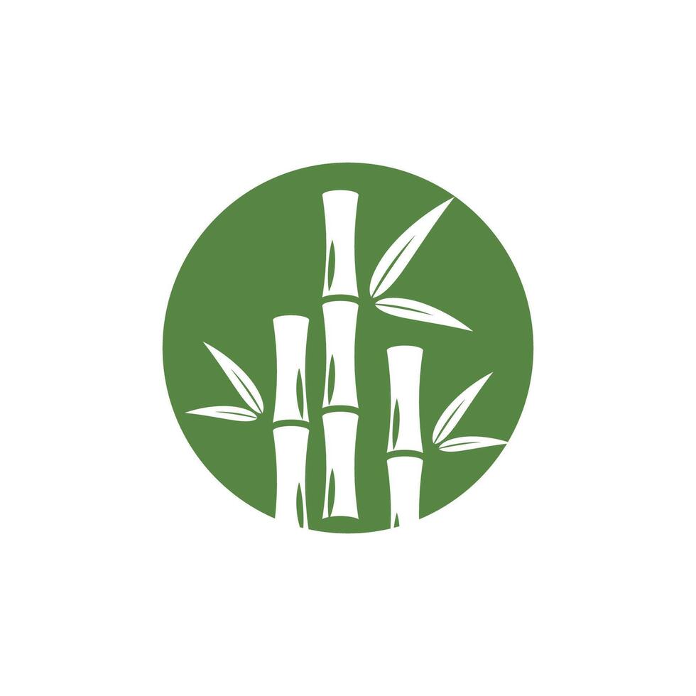 Bamboo logo with green leaf icon template vector
