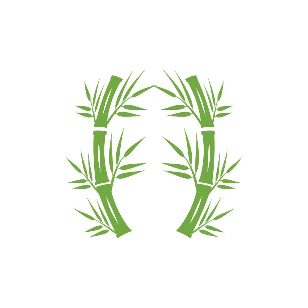 Bamboo logo with green leaf icon template vector