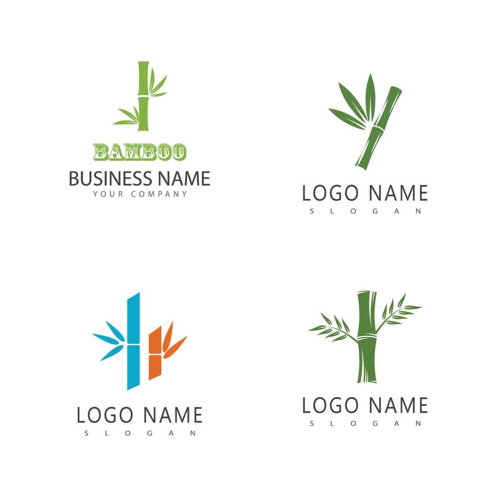 bambú logo con verde hoja icono modelo vector