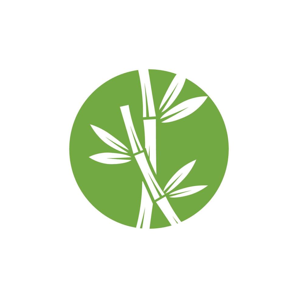 Bamboo logo with green leaf icon template vector
