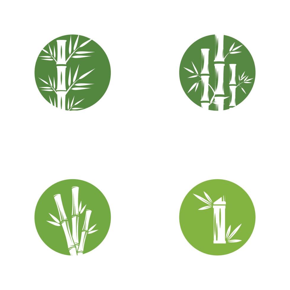 Bamboo logo with green leaf icon template vector
