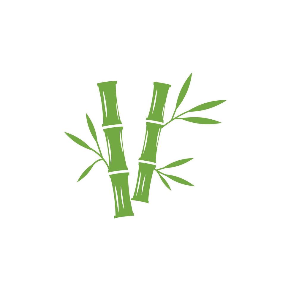 Bamboo logo with green leaf icon template vector